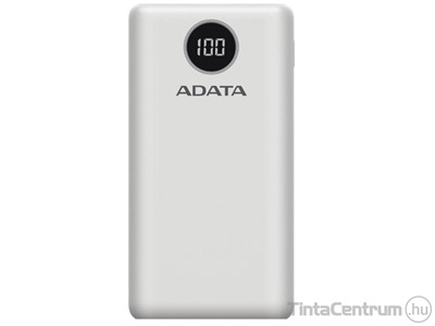 Hordozható akkumulátor, 10000mAh, ADATA "AP10000QCD", fehér