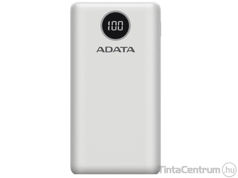 Hordozható akkumulátor, 10000mAh, ADATA "AP10000QCD", fehér