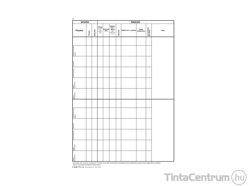 Iktatókönyv, A4, álló, 150lap, 5 alszámos, C.5230-175