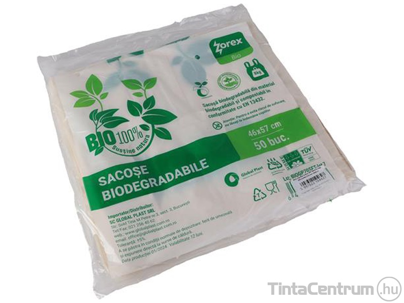 Ingvállas tasak, lebomló, 30x57+2x8cm, BIO, "Party" 50db/csomag
