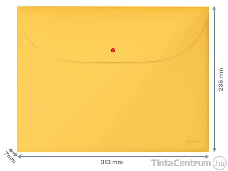 Irattartó tasak, A4, műanyag, patentos, két zsebes, LEITZ "Cosy", melegsárga 3db/csomag