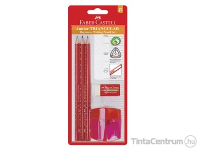 Írószer készlet, grafitceruza, HB, háromszögletű, vastag, hegyezővel és radírral, FABER-CASTELL