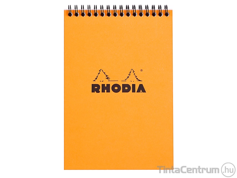 Jegyzetfüzet, spirálos, A5, 80lap, kockás, CLAIREFONTAINE "Rhodia", narancs