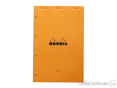 Jegyzettömb, A4+, 80lap, kockás, lyukasztott, CLAIREFONTAINE "Rhodia", narancs