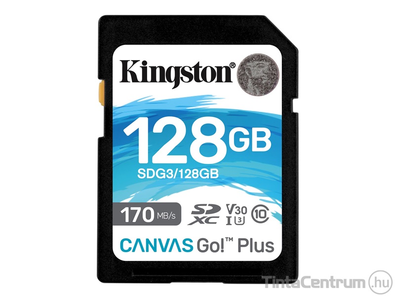 KINGSTON "Canvas Go Plus" SDXC kártya, 128GB, CL10/U3/V30/A2