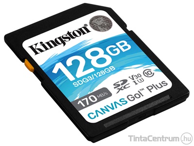 KINGSTON "Canvas Go Plus" SDXC kártya, 128GB, CL10/U3/V30/A2