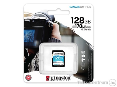 KINGSTON "Canvas Go Plus" SDXC kártya, 128GB, CL10/U3/V30/A2