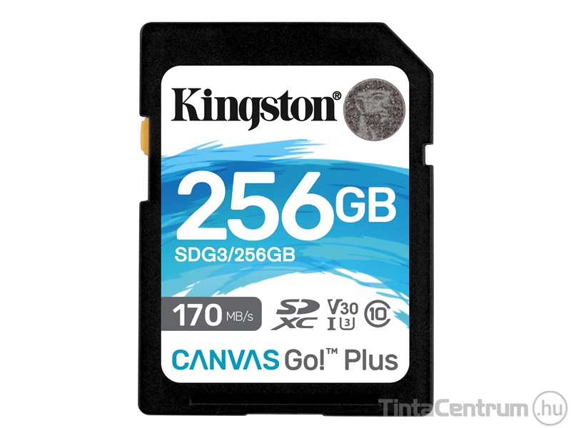 KINGSTON "Canvas Go Plus" SDXC kártya, 256GB, CL10/U3/V30/A2