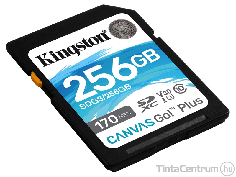 KINGSTON "Canvas Go Plus" SDXC kártya, 256GB, CL10/U3/V30/A2