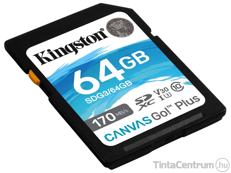 KINGSTON "Canvas Go Plus" SDXC kártya, 64GB, CL10/U3/V30/A2