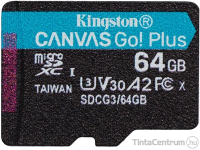 KINGSTON "Canvas Go Plus" microSDXC kártya, 64GB, CL10/U3/V30/A2