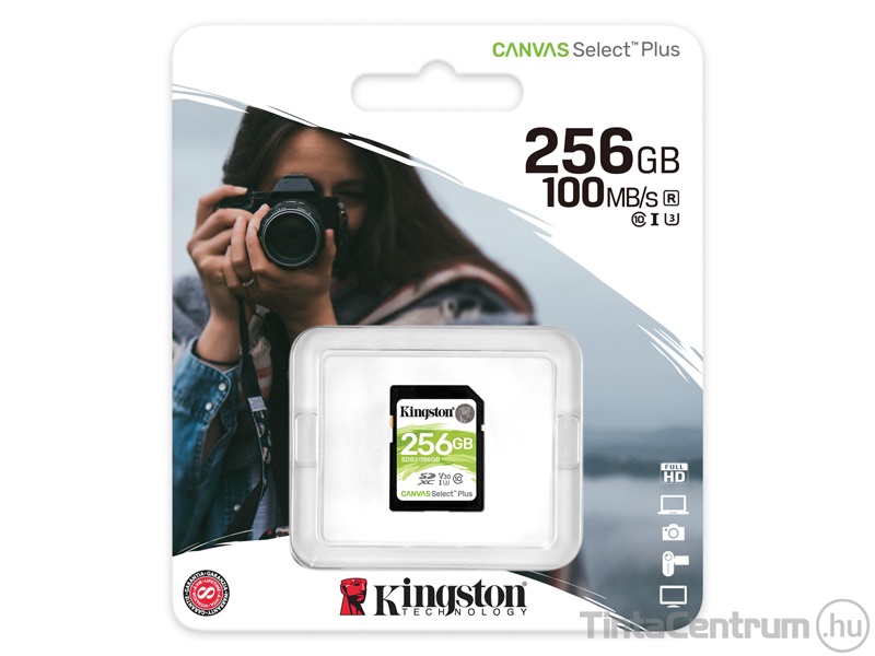 KINGSTON "Canvas Select Plus" SDXC kártya, 256GB, CL10/U1/A1