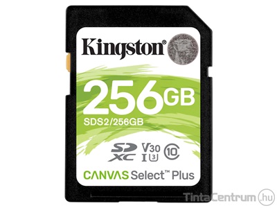 KINGSTON "Canvas Select Plus" SDXC kártya, 256GB, CL10/U1/A1