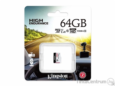 KINGSTON "Endurance" microSDXC kártya, 64GB, CL10/U1/A1