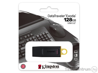 KINGSTON pendrive, 128GB, USB 3.2 Gen 1, "DT Exodia", fekete-sárga