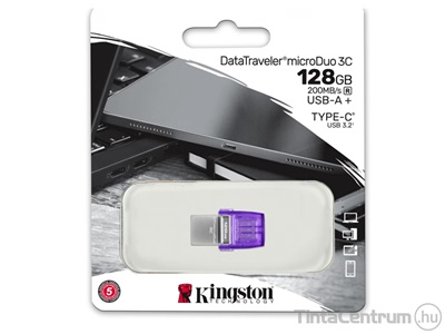 KINGSTON pendrive, 128GB, USB 3.2 + USB-C "microDuo 3C", lila