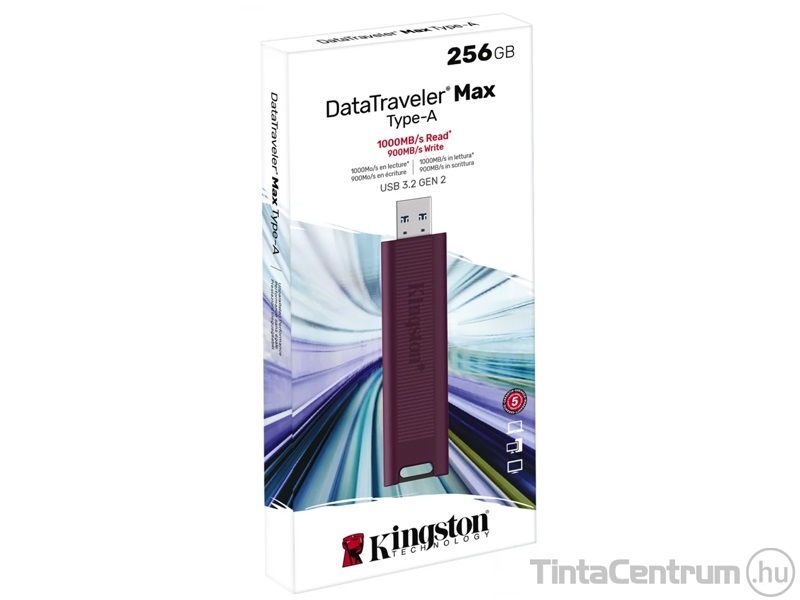 KINGSTON pendrive, 256GB, USB 3.2, "DT Max", bordó