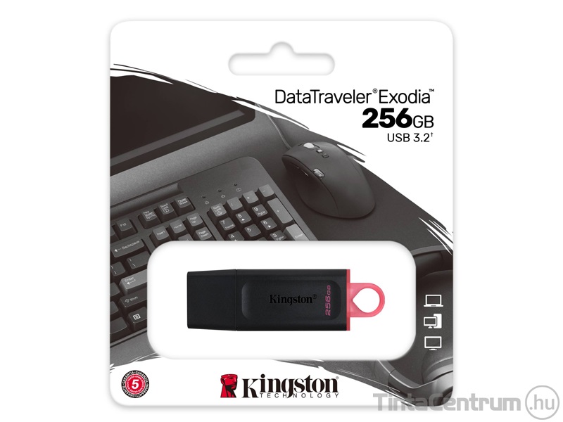 KINGSTON pendrive, 256GB, USB 3.2 Gen 1, "DT Exodia", fekete-piros