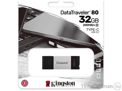 KINGSTON pendrive, 32GB, USB-C, "DT80", fekete