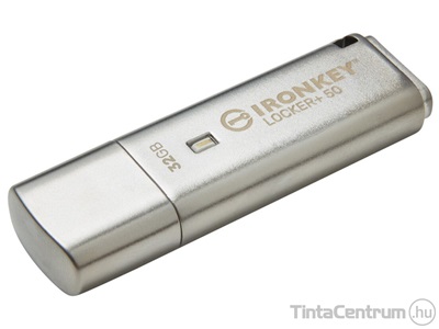 KINGSTON pendrive, 32GB, titkosítással, USB 3.1, "Ironkey Locker 50+" AES 256, ezüst