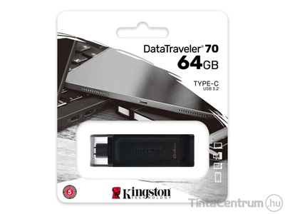 KINGSTON pendrive, 64GB, USB-C 3.2 Gen 1, "DT70", fekete