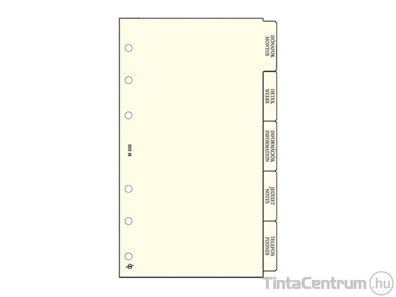 Kalendárium betétlap, M330, elválasztólap, "M", SATURNUS, chamois
