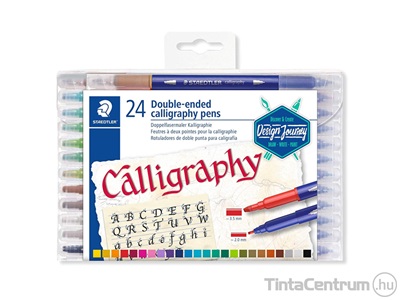 Kalligrafikus marker készlet, 2,0/3,5mm, kétvégű, STAEDTLER "Calligraph Duo", 24 különböző szín