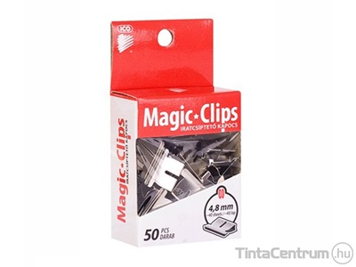 Kapocs, 4,8mm, ICO "Magic Clip", ezüst 50db/doboz