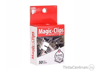 Kapocs, 6,4mm, ICO "Magic Clip", ezüst 50db/doboz