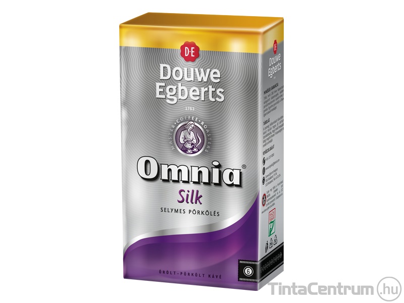 Kávé, pörkölt, őrölt, vákuumos csomagolásban, 250g, DOUWE EGBERTS "Omnia Silk"