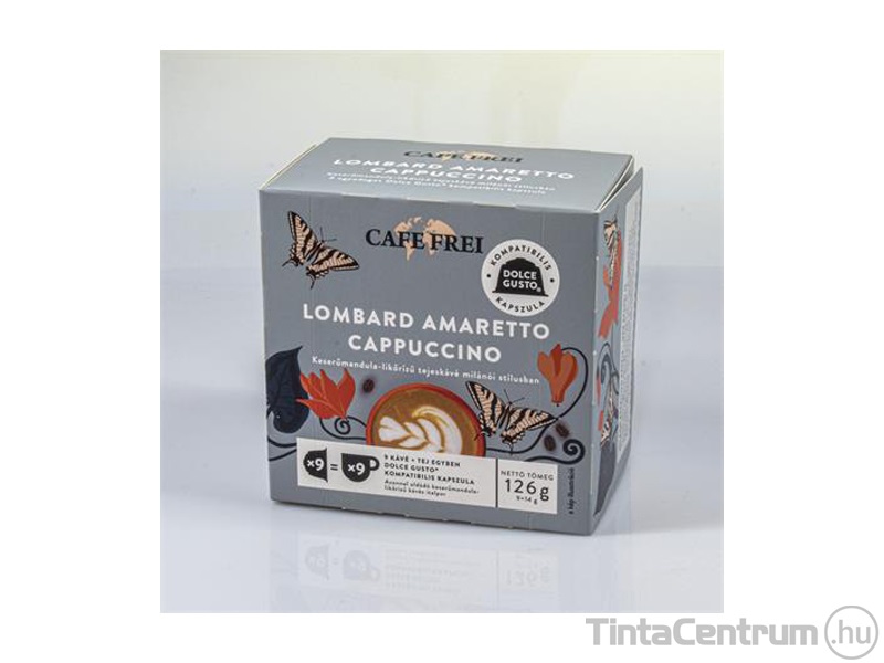 Kávékapszula, 9db, Dolce Gusto kompatibilis, CAFE FREI "Lombard amaretto cappuccino"