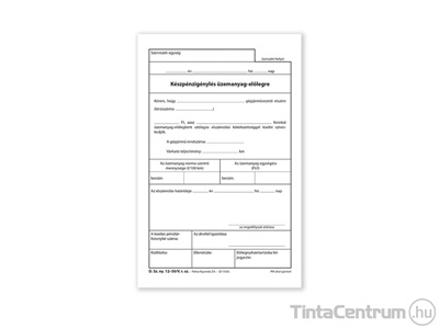 Készpénzigénylés üzemanyag előlegre, A5, álló, 25x2lap, D.SZNY.12-50/V