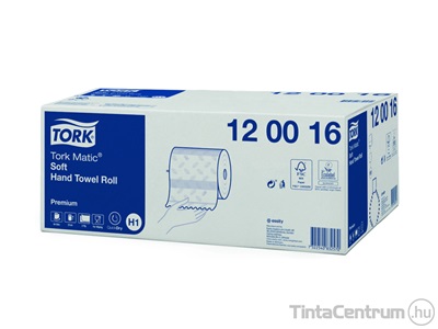 Kéztörlő, 6 tekercses, 2 rétegű, H1 rendszer, TORK "Matic®", fehér (12 00 16)