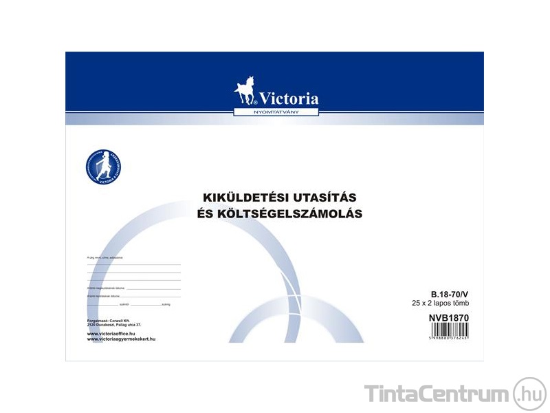 Kiküldetési utasítás és költségelszámolás, A4, fekvő, 25x2lap, B.18-70/V 10tömb/csomag