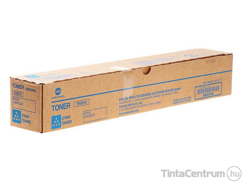 Konica Minolta Bizhub C227/C287 (TN221C) ciánkék [21000 oldal] eredeti toner