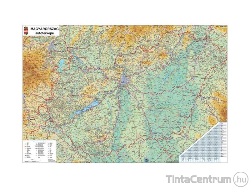 Könyökalátét, 450x660mm, kétoldalas, STIEFEL "Magyarország Közigazg./ Mo. autótérkép"