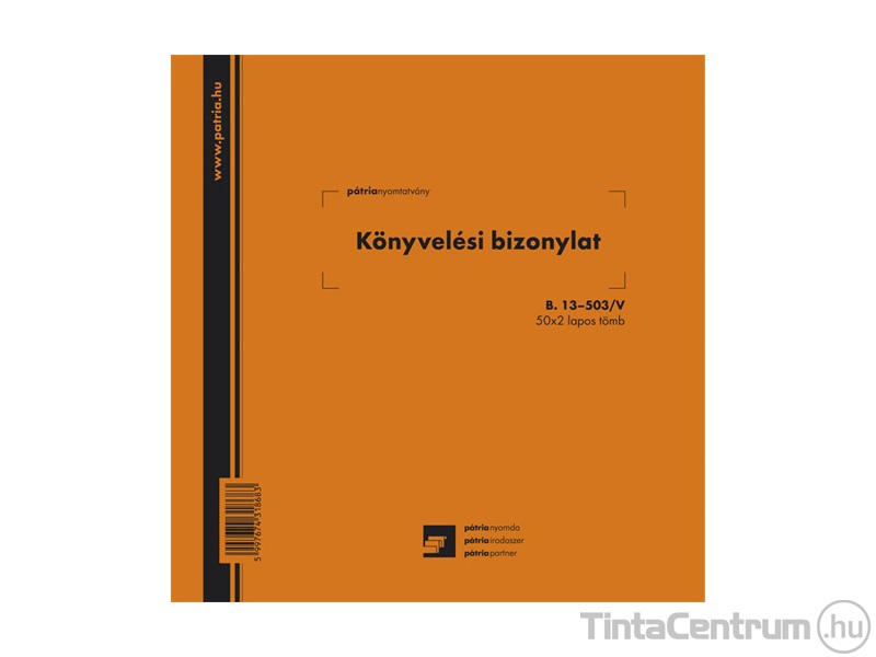 Könyvelési bizonylat, 203x198mm, 50x2lap, B.13-503/V