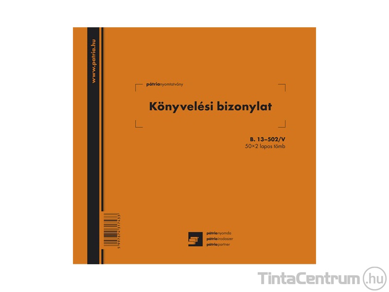 Könyvelési bizonylat két értékkel, 203x198mm, 50x2lap, 16 soros, B.13-502/V