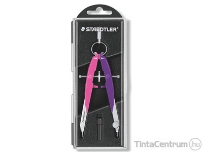 Körző készlet, 2 darabos, fém/műanyag, precíziós, STAEDTLER "Mars Comfort Neon", neon rózsaszín/lila