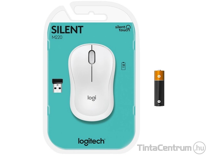 LOGITECH "M220 Silent" egér, vezeték nélküli, optikai, fehér