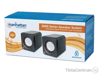 MANHATTAN "2600" hangszóró, 2.0, 6W, 3,5mm jack, USB táp, fekete