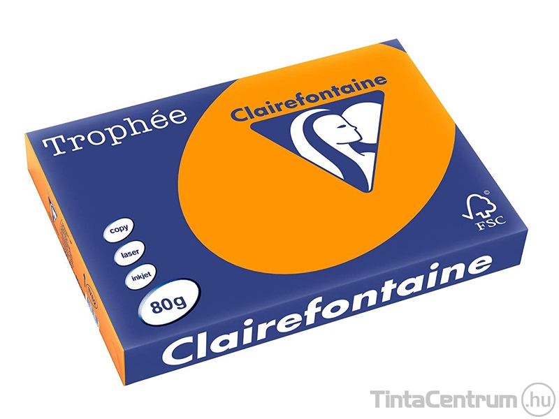 Másolópapír, színes, A3, 80g, CLAIREFONTAINE "Trophée", intenzív lángnarancs (1762) 500lap/csomag