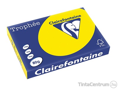 Másolópapír, színes, A3, 80g, CLAIREFONTAINE "Trophée", neon sárga (2884) 500lap/csomag