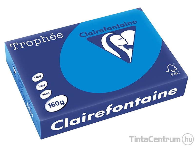 Másolópapír, színes, A4, 160g, CLAIREFONTAINE "Trophée", intenzív kék (1022) 250lap/csomag