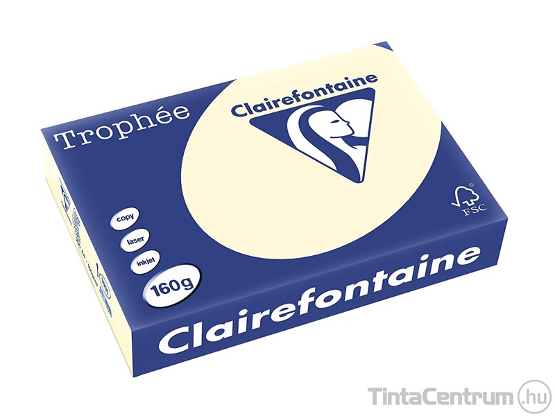 Másolópapír, színes, A4, 160g, CLAIREFONTAINE "Trophée", pasztell krém (1101) 250lap/csomag