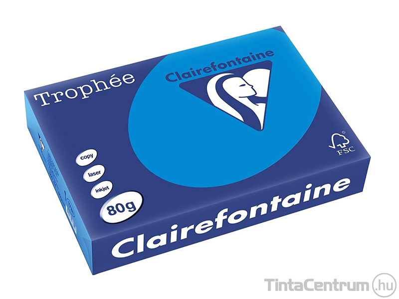 Másolópapír, színes, A4, 80g, CLAIREFONTAINE "Trophée", intenzív kék (1781) 500lap/csomag