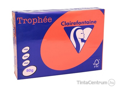 Másolópapír, színes, A4, 80g, CLAIREFONTAINE "Trophée", intenzív korallpiros (8175) 500lap/csomag