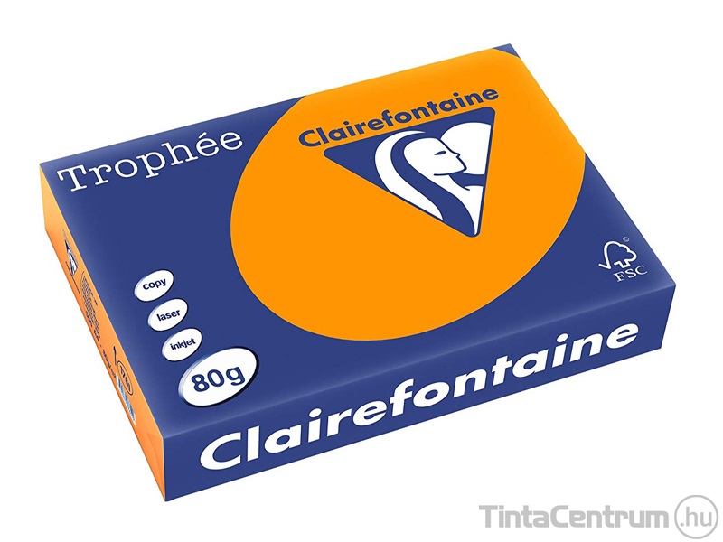 Másolópapír, színes, A4, 80g, CLAIREFONTAINE "Trophée", intenzív lángnarancs (1761) 500lap/csomag