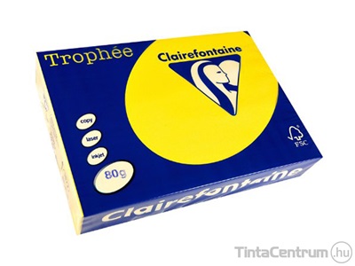 Másolópapír, színes, A4, 80g, CLAIREFONTAINE "Trophée", intenzív sárga (1877) 500lap/csomag