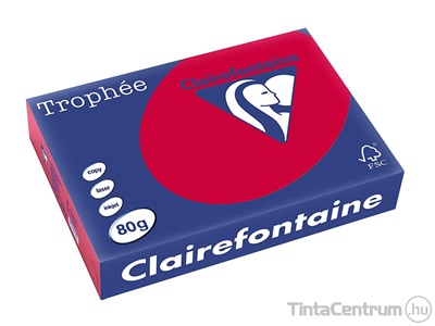 Másolópapír, színes, A4, 80g, CLAIREFONTAINE "Trophée", intenzív vörös (1782) 500lap/csomag